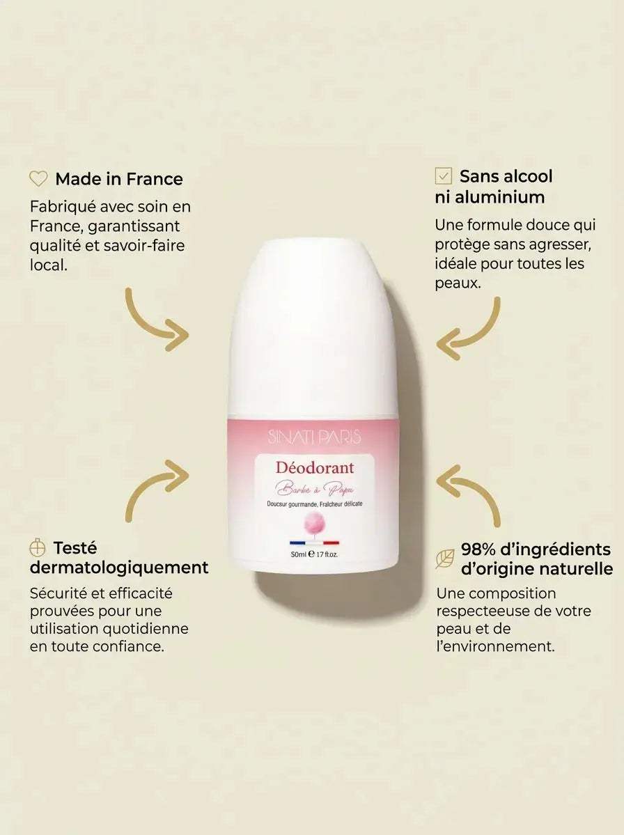 Déodorant Barbe à Papa Naturel - Roll-On Sinati Paris