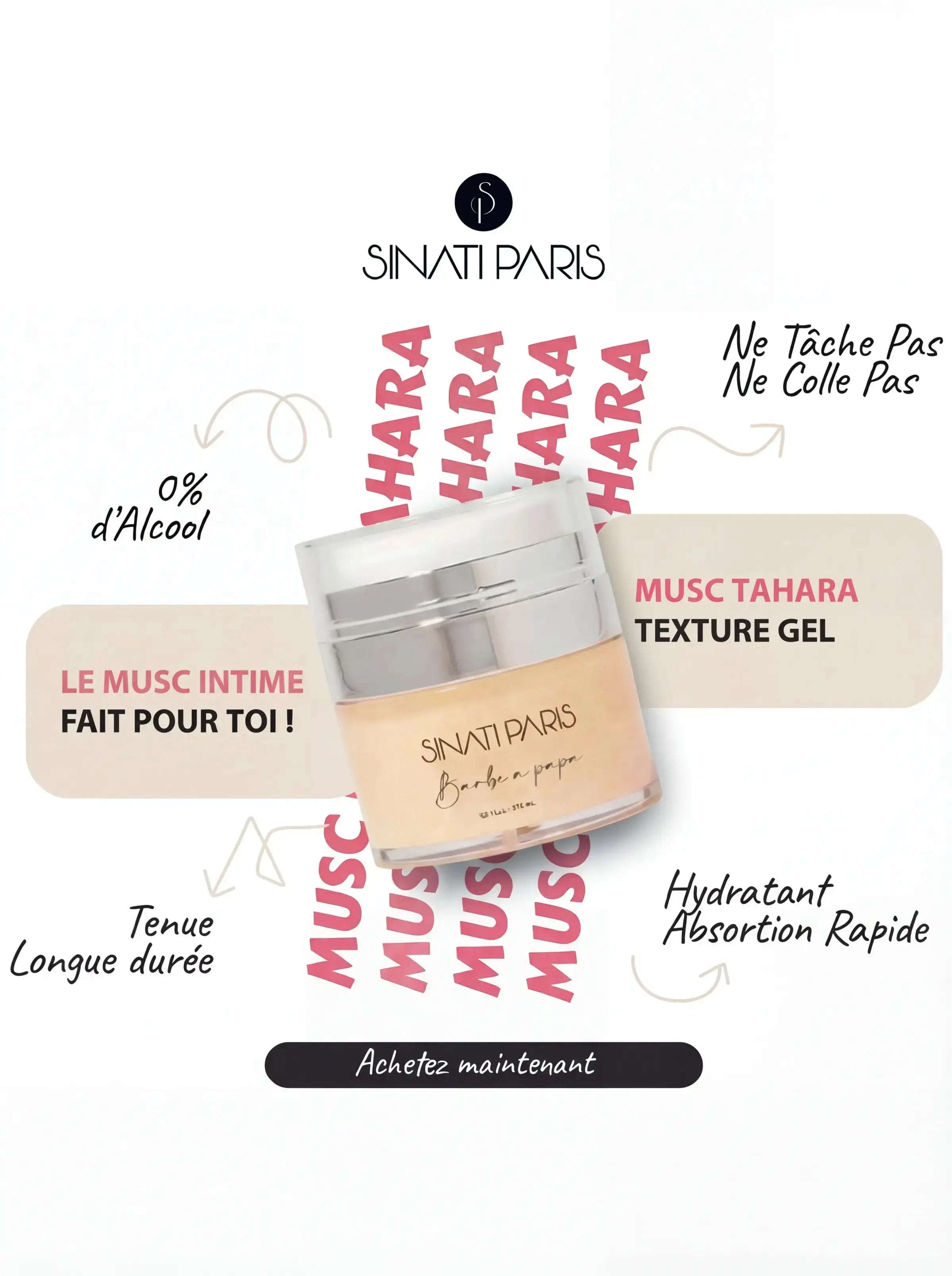 Musc Barbe à Papa - Gel Frais et Soyeux - Pot 15ml Sinati Paris