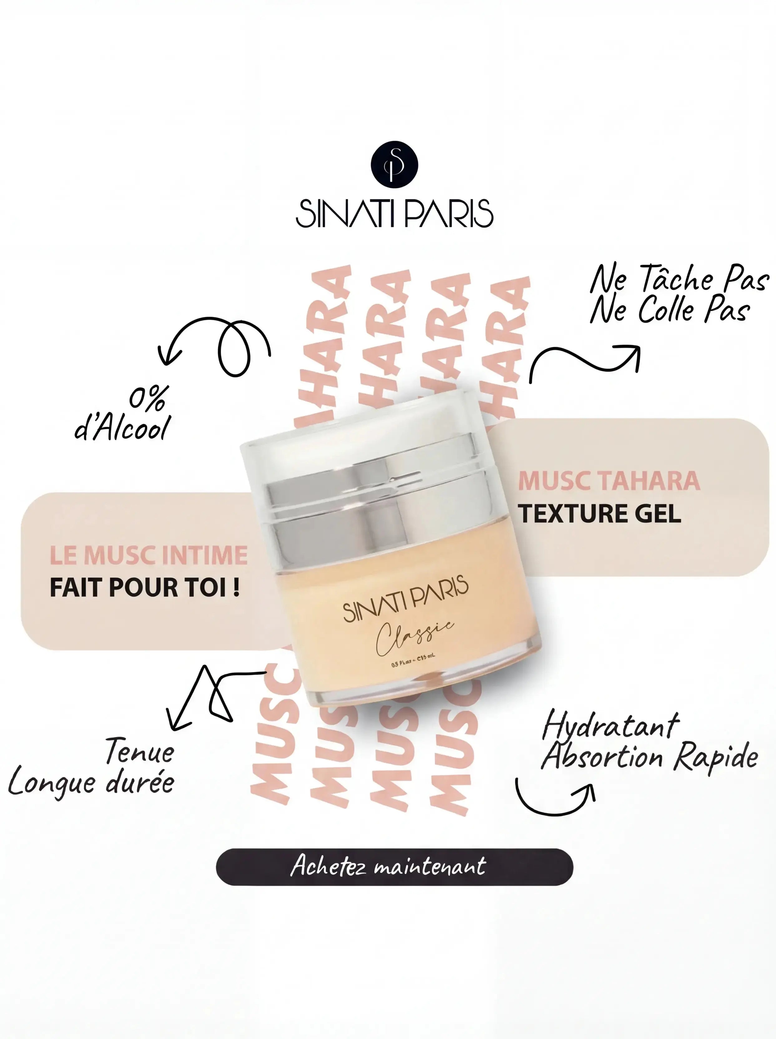 Musc Blanc - Gel Léger et Frais - Pot 15ml Sinati Paris