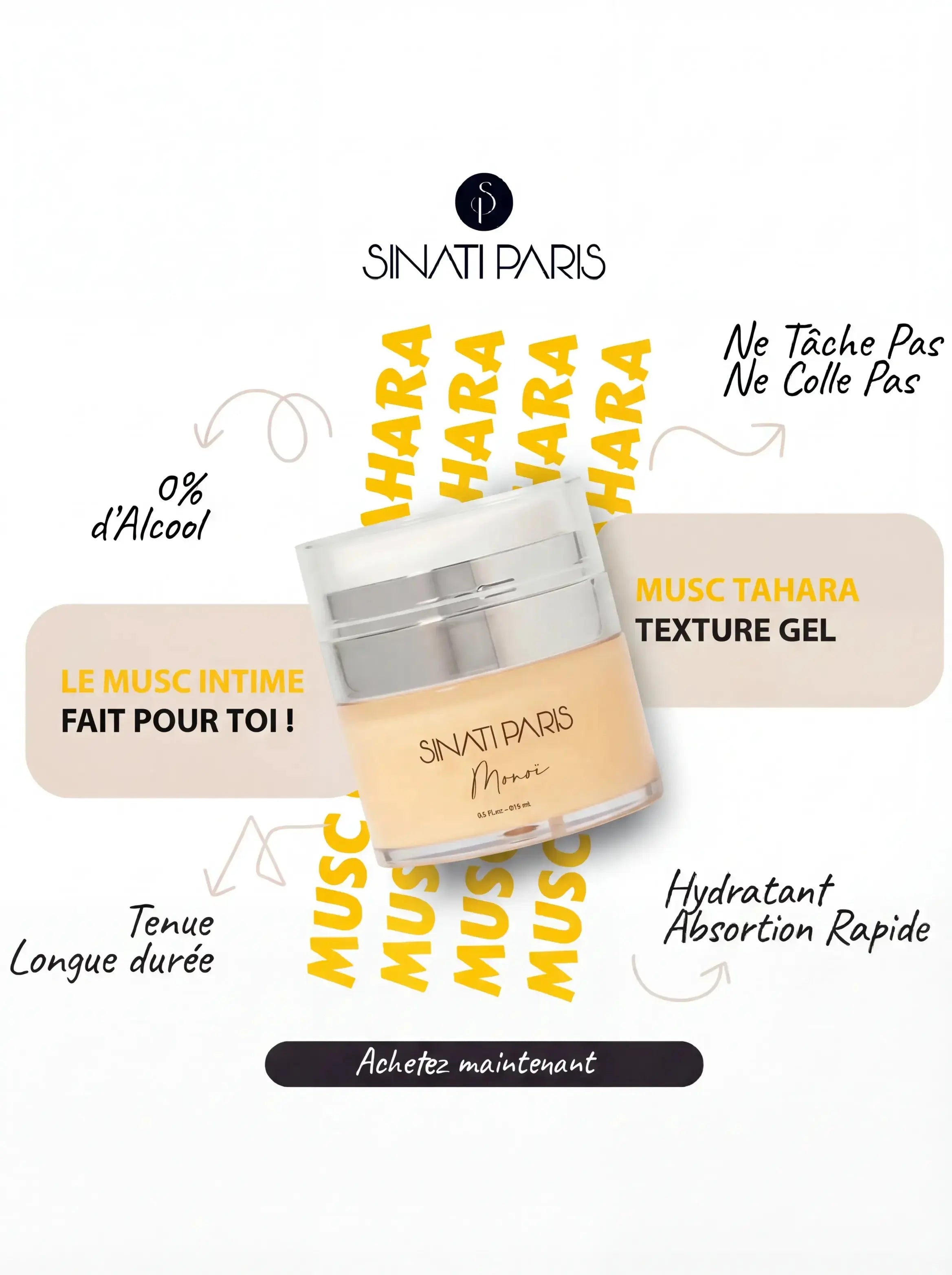 Musc Monoï - Gel Frais et Soyeux - Pot 15ml Sinati Paris