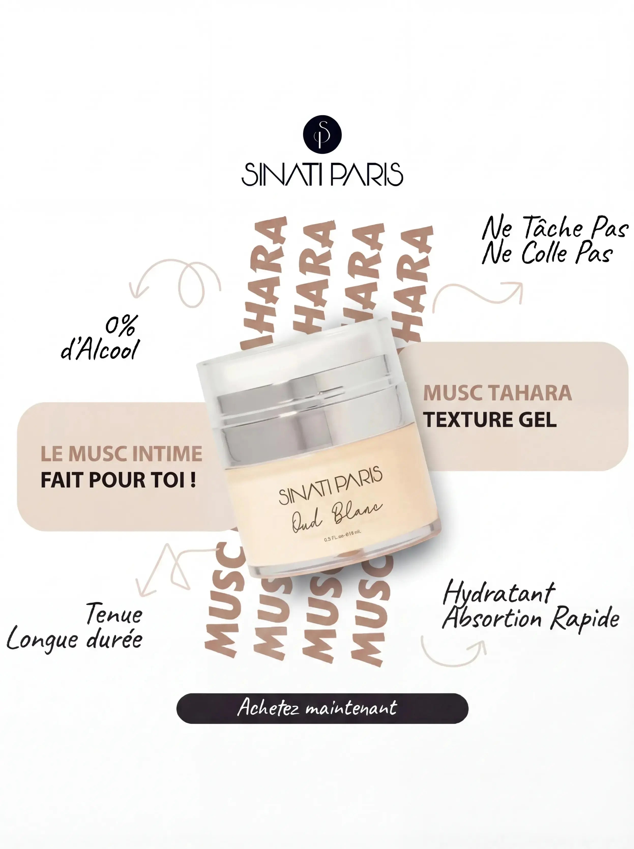 Musc Oud Blanc - Gel Frais et Soyeux - Pot 15ml Sinati Paris