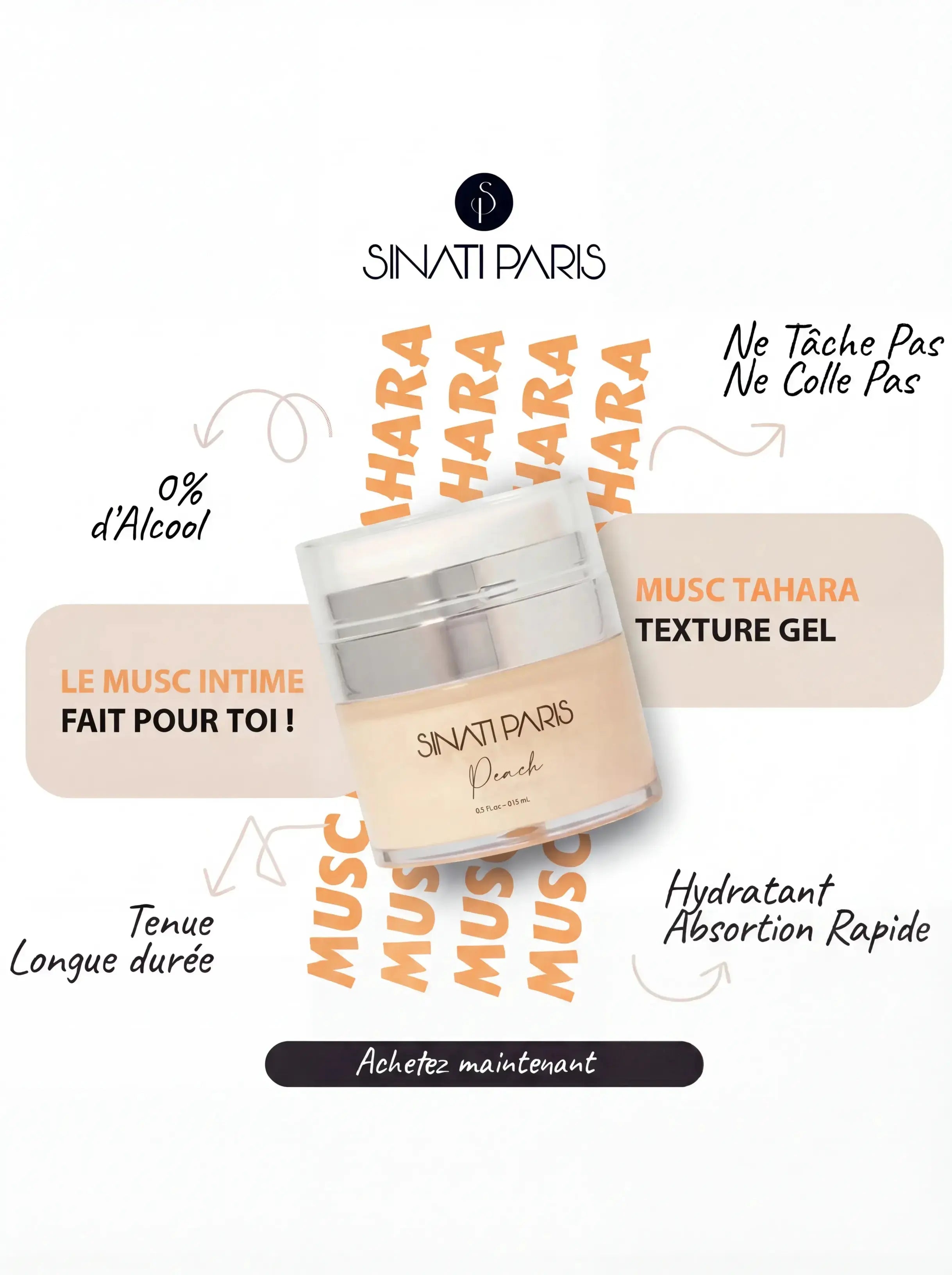 Musc Pêche - Gel Frais et Soyeux - Pot 15ml Sinati Paris