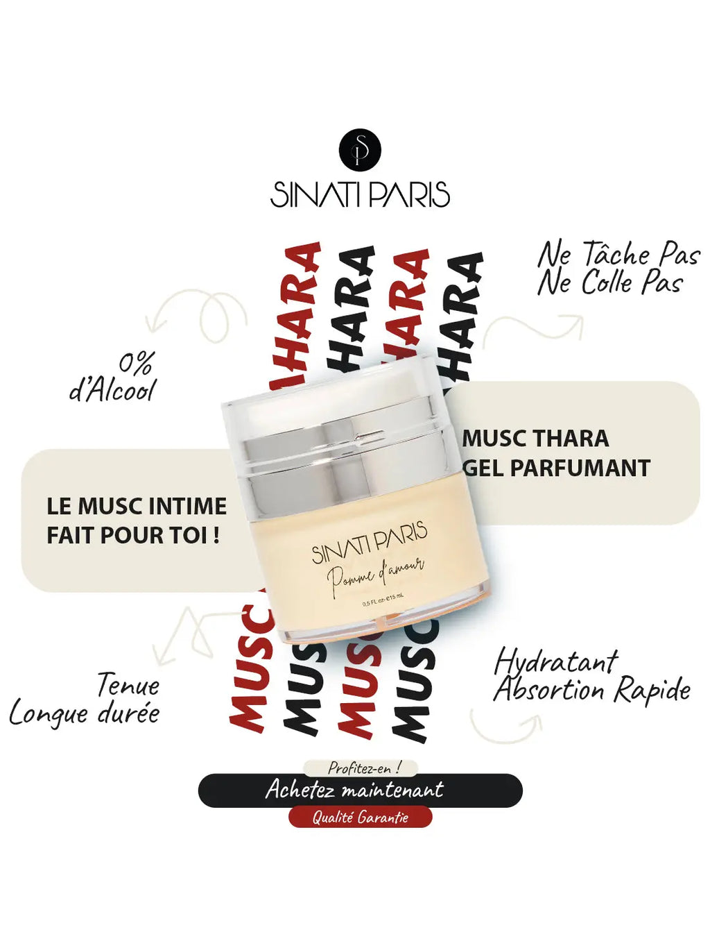 Musc Pomme d'Amour - Gel Parfumant - Tahara Intime Sinati Paris