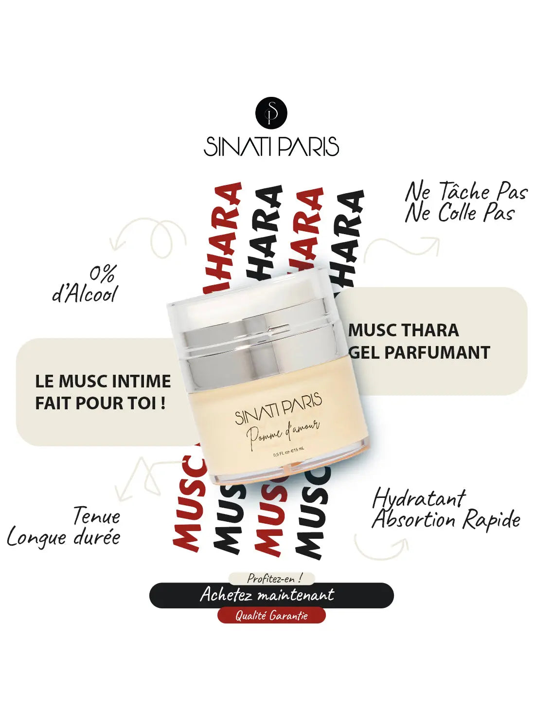 Musc Pomme d'Amour - Gel Parfumant - Tahara Intime Sinati Paris