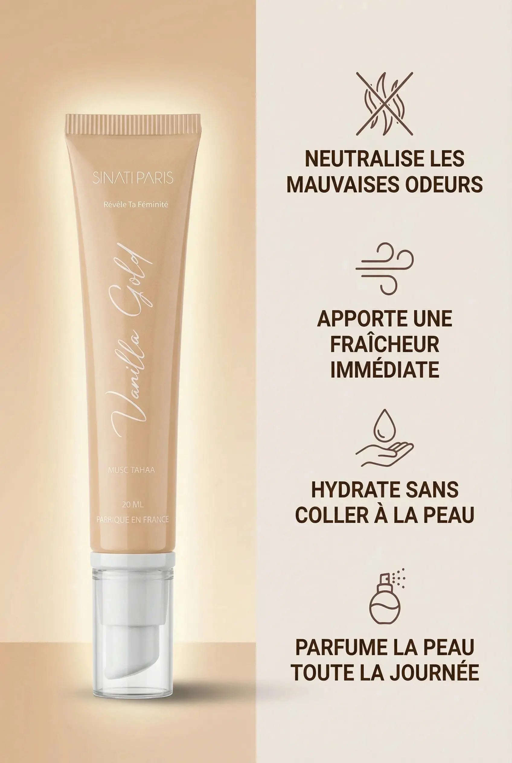 Musc Tahara Vanille - Gel Onctueux et Intense - Tube 20ml Sinati Paris